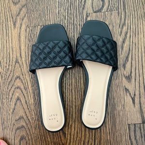 A New Day Quilted Black Slide Sandal